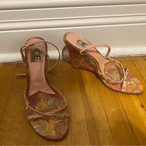Cause And Effect Y2K Boho Vintage Italian Mom Patterned Floral Wedge Heel